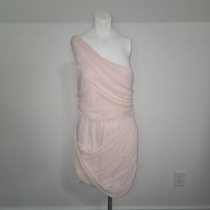 Alice & Olivia Pale Pink Elegant One-Shoulder Dress